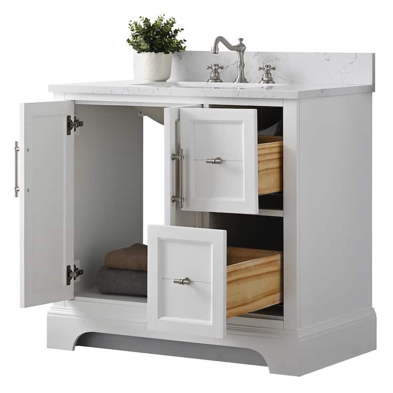 Vanity Art 36" Single Sink Bathroom Vanity with Top & Backsplash
