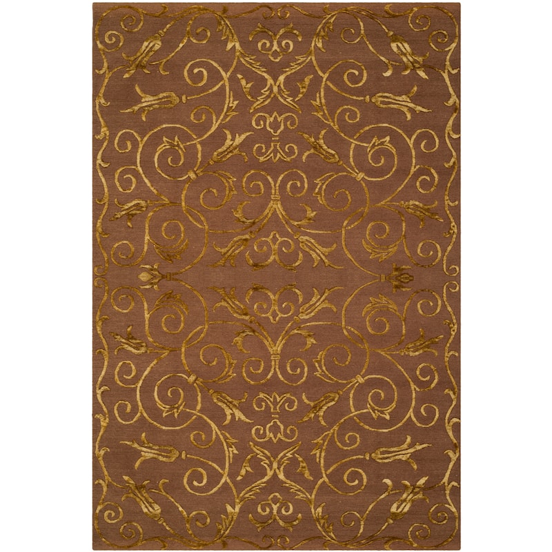 SAFAVIEH Couture Hand-knotted Tibetan Dalgiza Modern Wool Rug - 4' x 6' - Deep Bronze