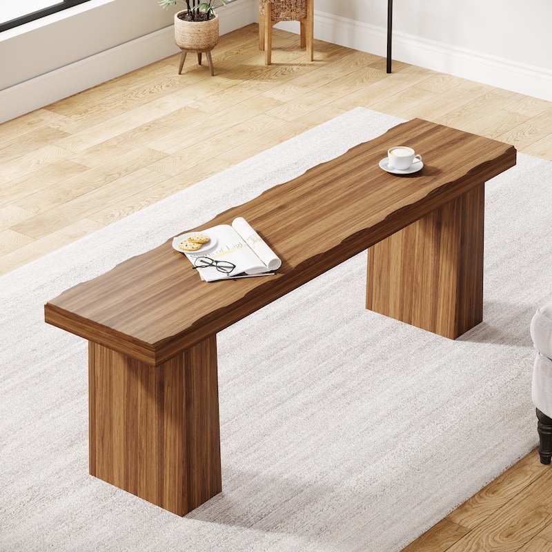 47'' Wood Bench with Double Pedestal for Entryway Kitchen Bedroom