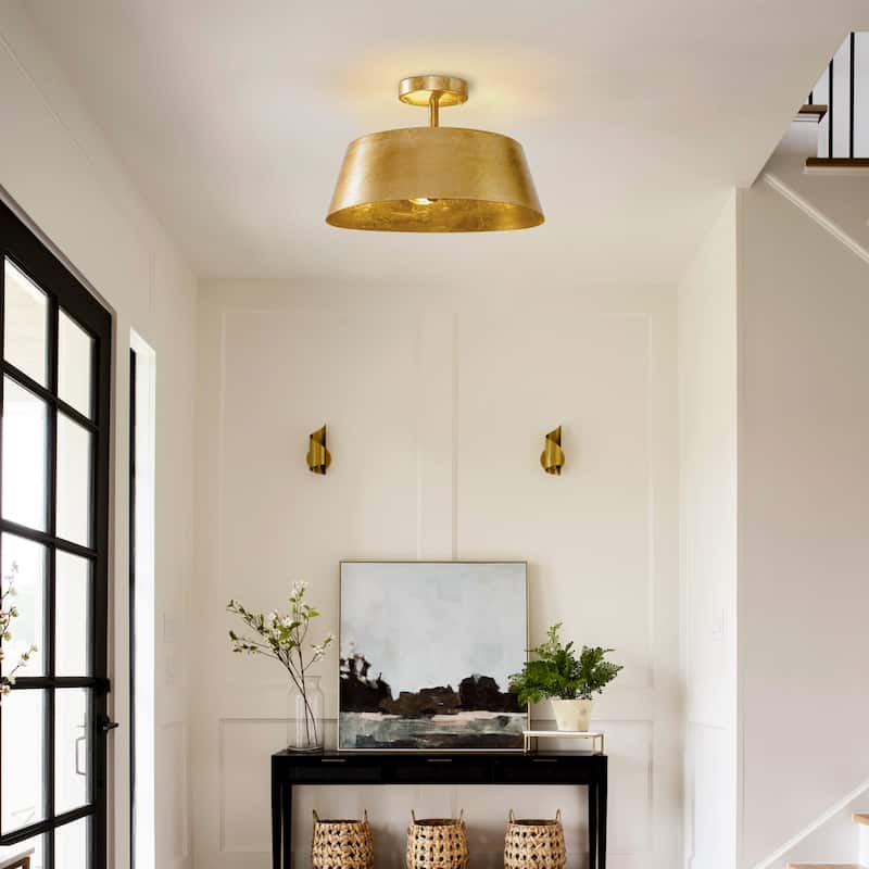 3-Light Vintage Dimmable Gold Modern Urban Drum Semi-Flush Ceiling Light