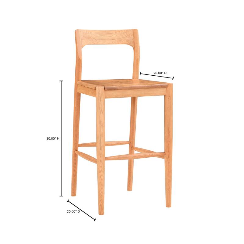 Aurelle Home Owletta Modern Solid Wood Barstool - 19.5"W x 42"H x 20"D