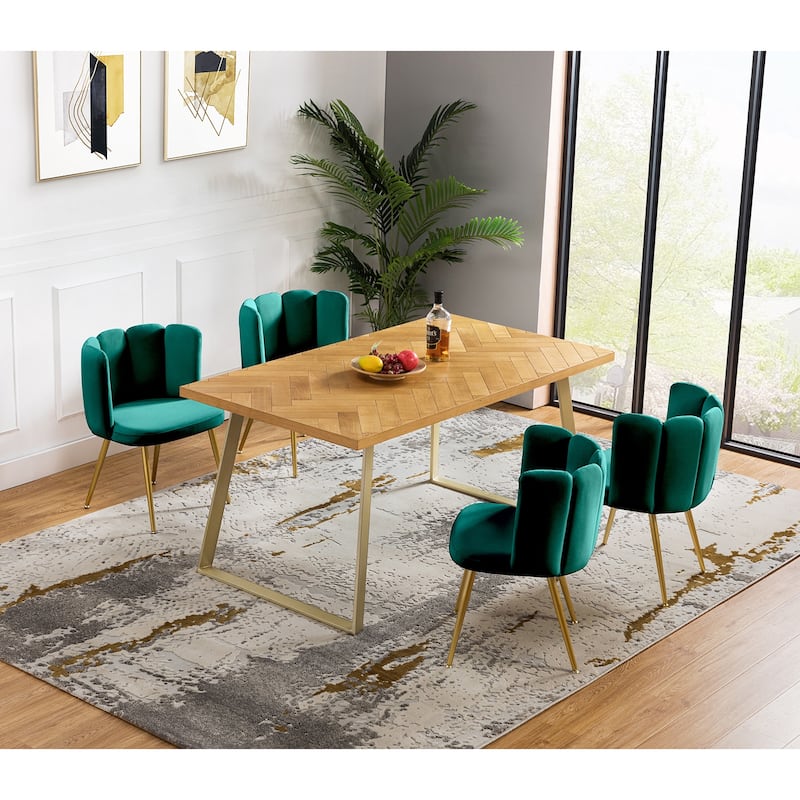 Anjela Comfy Dining Furniture Set 0f 4 with Metal Legs by HULALA HOME - GREEN