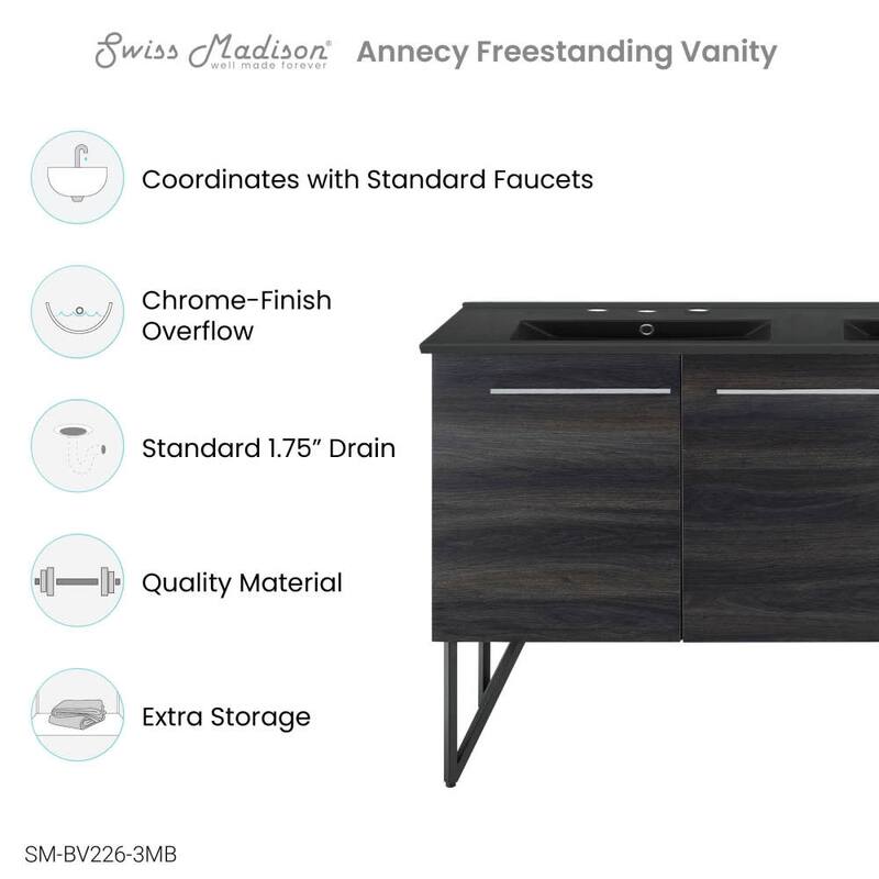 Swiss Madison SM-BV226D-3MB Annecy 59" Free Standing Double Basin