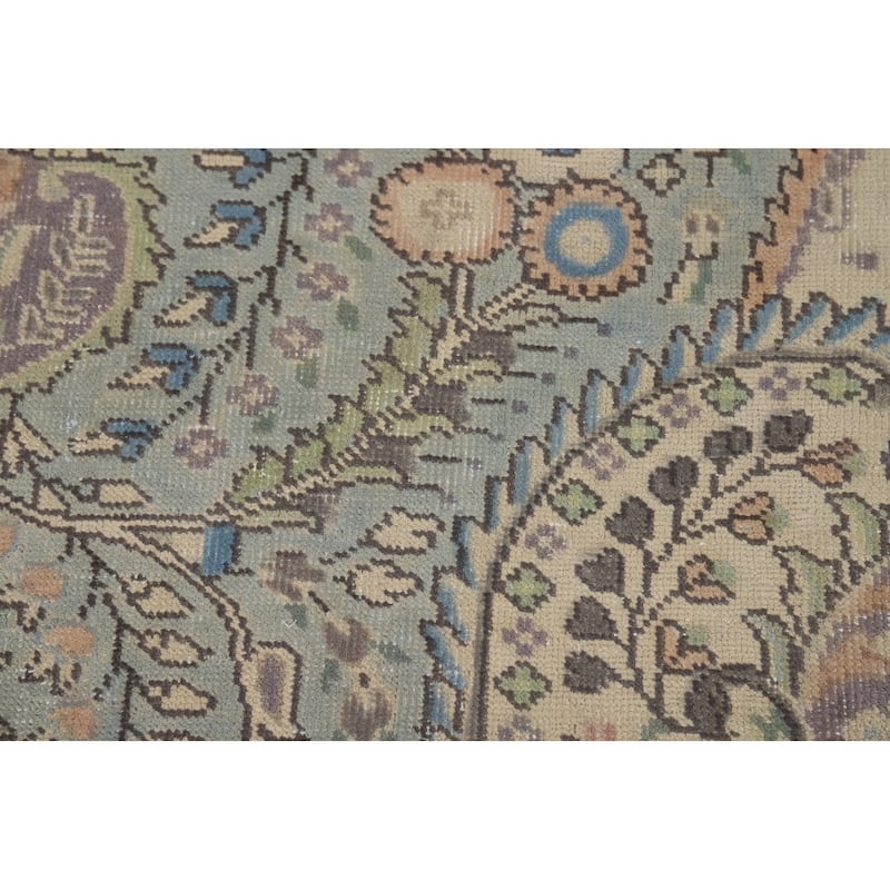 Flora Blue Tabriz Persian Area Rug Traditional Handmade Wool Carpet - 6'6"x 9'5"