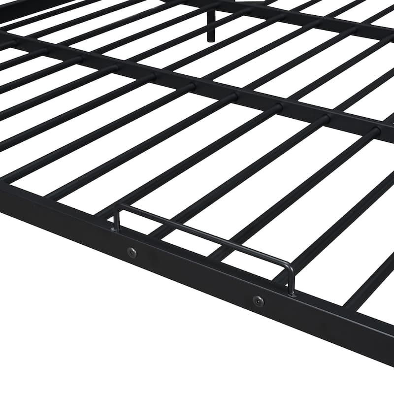Metal Detachable Bunk Bed Frame, Full XL over Queen Iron Bunk Bed with Ladder and Guardrail, Divided Into 2 Individual Beds
