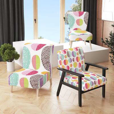 Designart "Multicolor Circle Pattern" Upholstered Patterned Accent Chair and Arm Chair