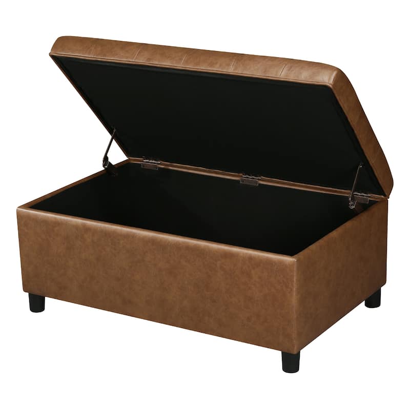 Adeco 35" Tufted Rectangular Storage Ottoman Bench