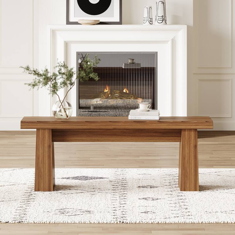 47'' Wood Bench with Double Pedestal for Entryway Kitchen Bedroom