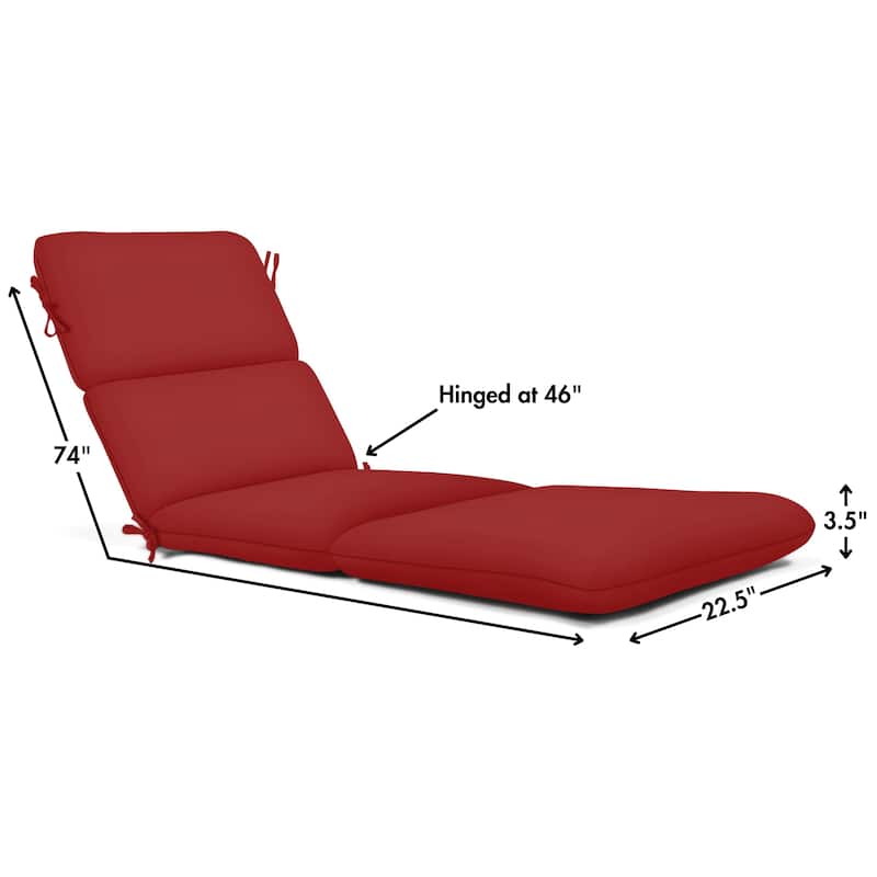 Casual Cushion Sunbrella® Fabric 1-Piece Outdoor Chaise Cushion, 22.5"W x 74"L - 22.5"W x 74"L