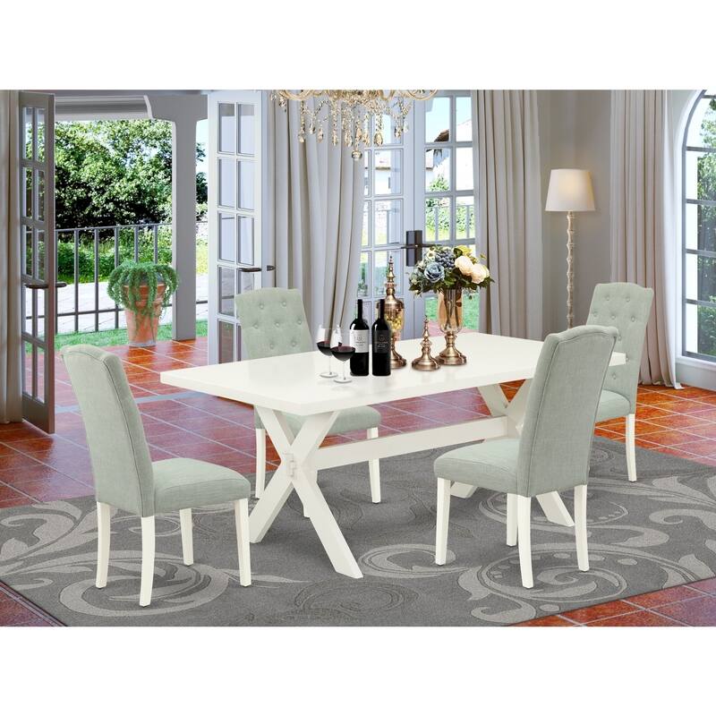 5 Piece Kitchen Table Set with 4 Parsons Chairs - Modern Dining Room Table Set - Hardwood Frame - 72
