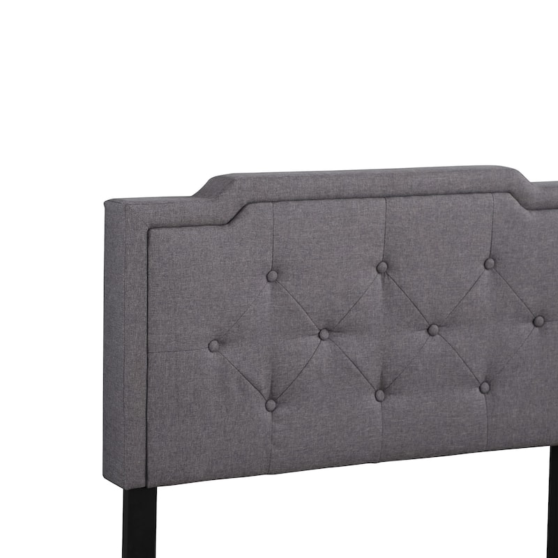 Upholstered Button Tufted Twin Panel Bed - 81" - Gray