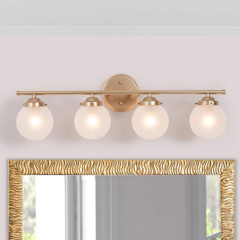 Bela Modern 4-Light Gold Bathroom Vanity Light Frosted Glass Wall Sconce