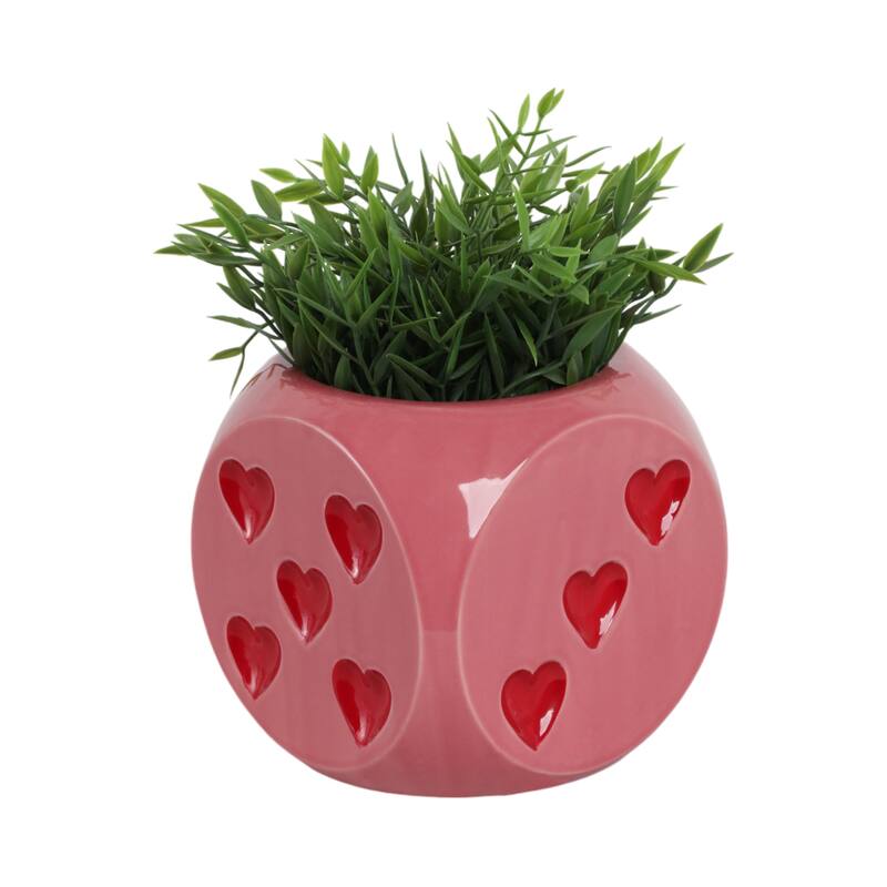 Decorative Ceramic Dice Planter or Flower Pot - 6" - 6.0"