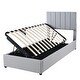 preview thumbnail 13 of 16, Twin Size Upholstered Platform Bed with a Hydraulic Storage System, Beige