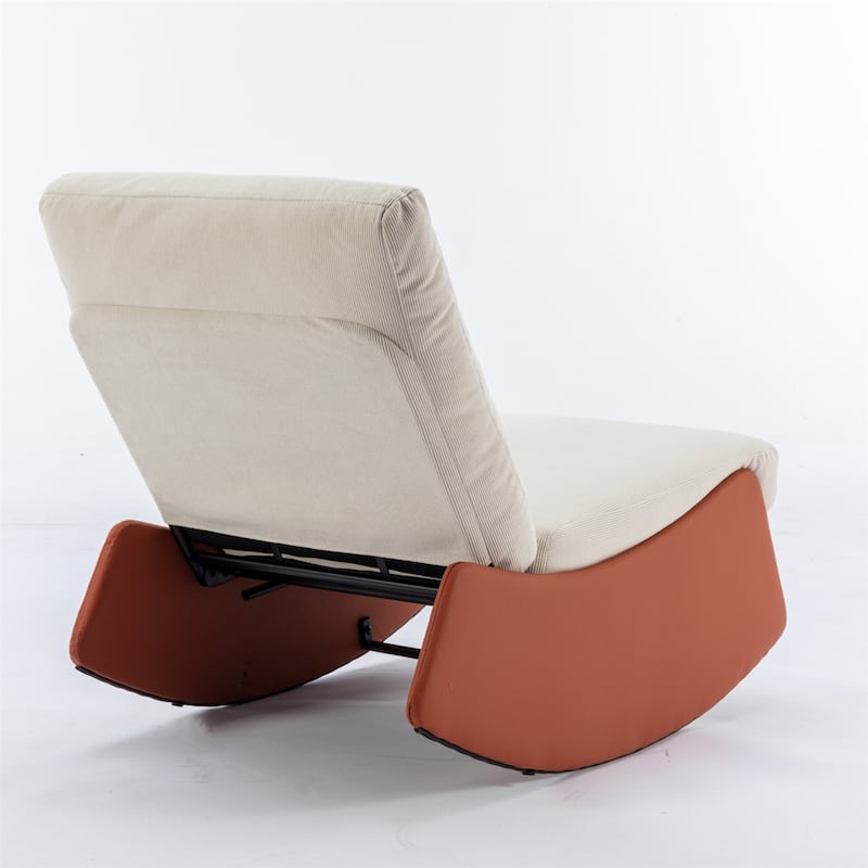 Modern Upholstered Rocking Chair Recliner w/ Footrest and Soft Padded