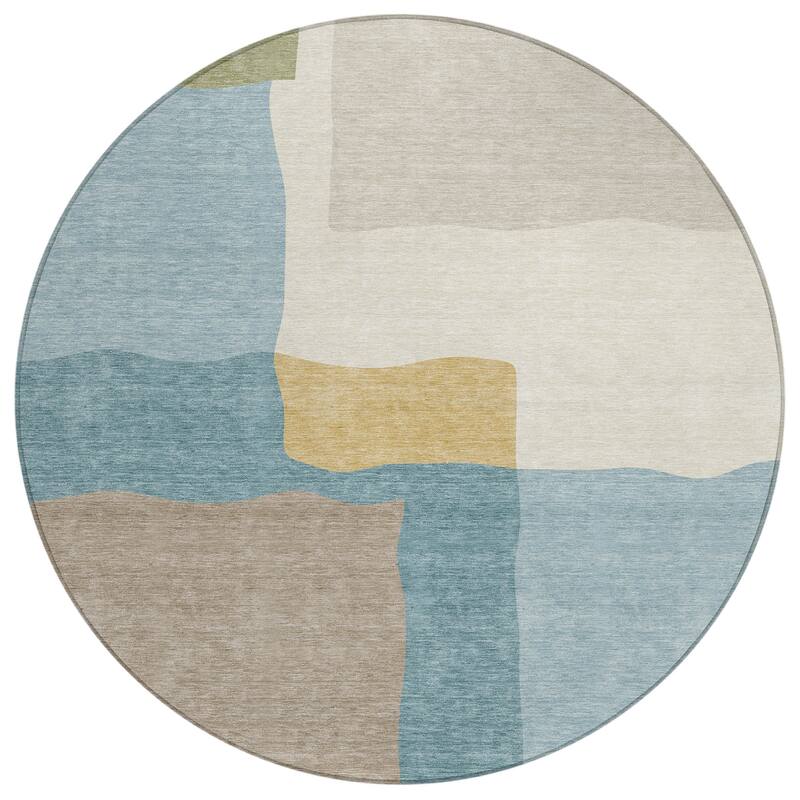 Machine Washable Indoor/ Outdoor Contemporary Blox Chantille Rug