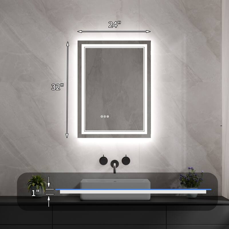 Modland Small Size LED Bathroom Mirror Back & Front Lighted Anti-Fog