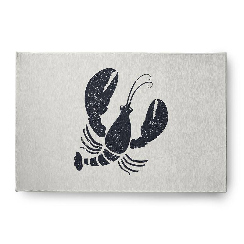 Lobster Nautical Chenille Rug - Shark Blue - 4' x 6'