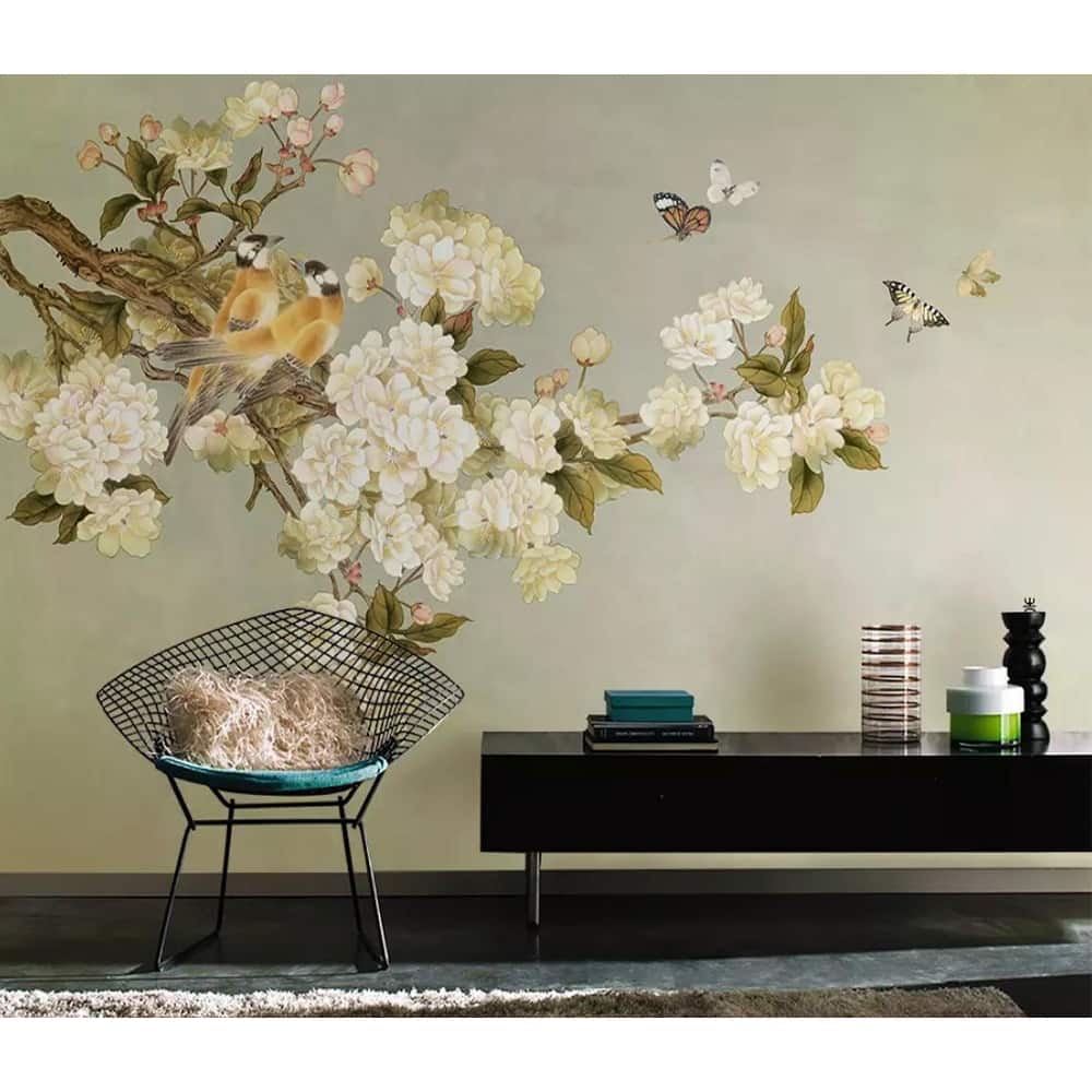 GK Wall Design Vintage Begonia Flower Blossom Classical Removable Wallpaper