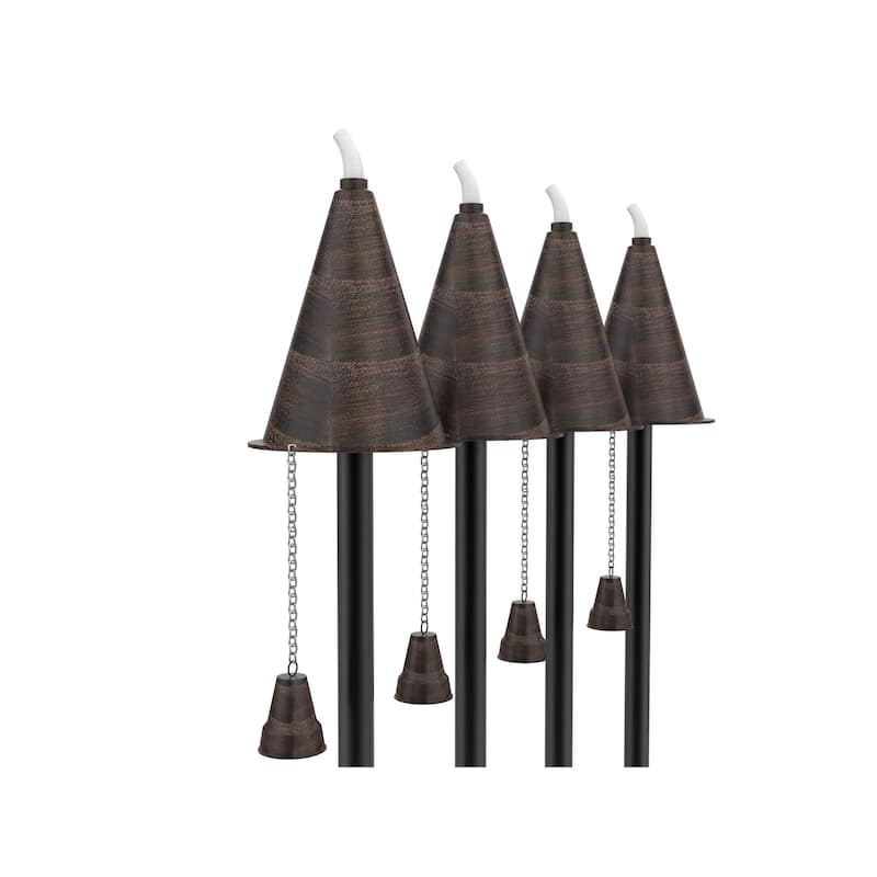 Small Hawaiian Cone Tiki Torch - Brushed Bronze - 4 Pack