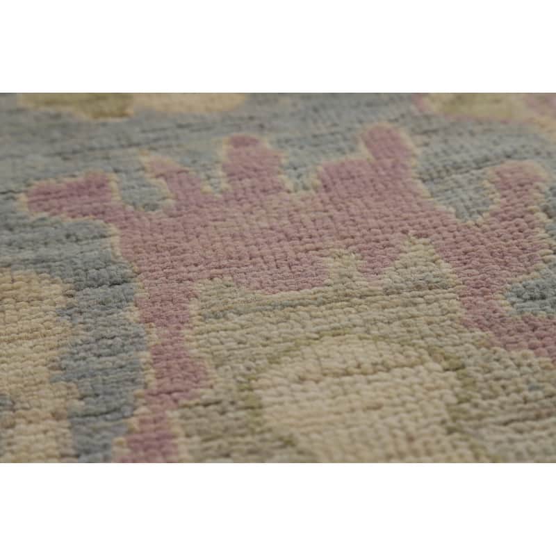 Hand Knotted Oriental 100% Wool Carpet Transitional All-Over Navy Blue & Blues Oushak Area Rug - 9' 9'' X 8' 0''