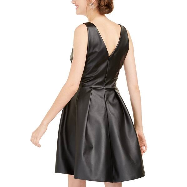 Planet Gold Women's Sleeveless V Neck Short Fit + Flare Party Dress Black  Size Xx-Small - Bed Bath & Beyond - 40578583