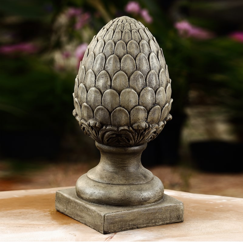 Weathered Brown MgO Artichoke Finial Statue