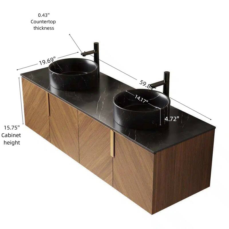 Wall-Mounted Bathroom Vanity with Round Ceramic Sink