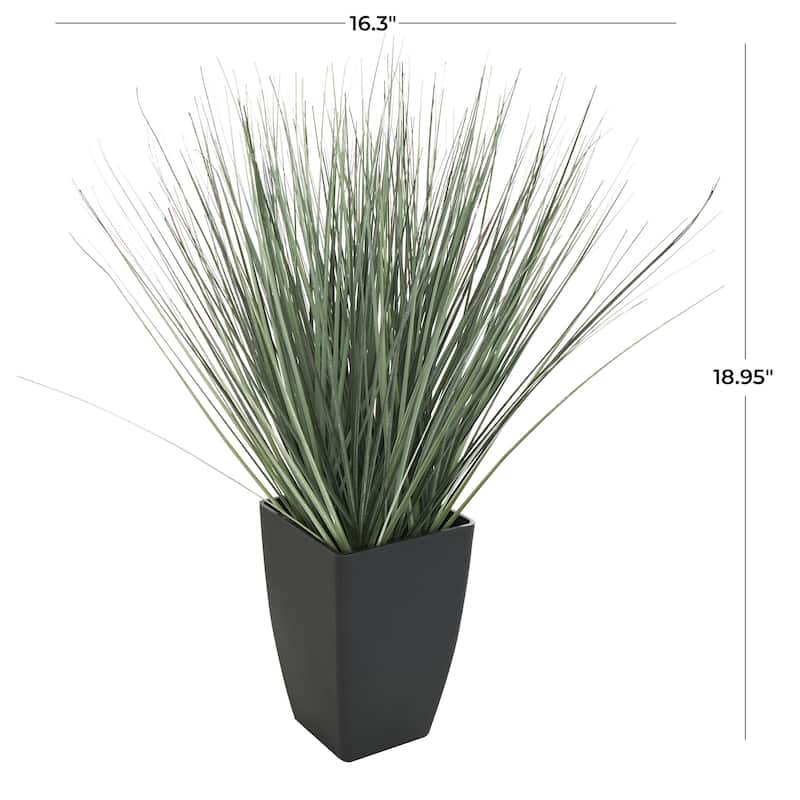 Faux Foliage Onion Grass Artificial Plant with Black Plastic Pot - Green - Roche River Decor