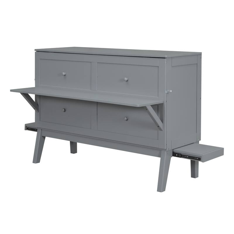 Queen Size Murphy Bed with USB Port & Removable Shelves On Each Side