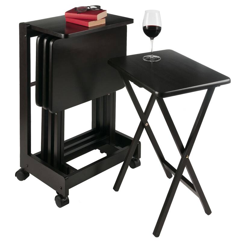 Brienda 5-Pc Snack Table Set, Flip Top - 19.13 x 14.17 x 32.2 inches