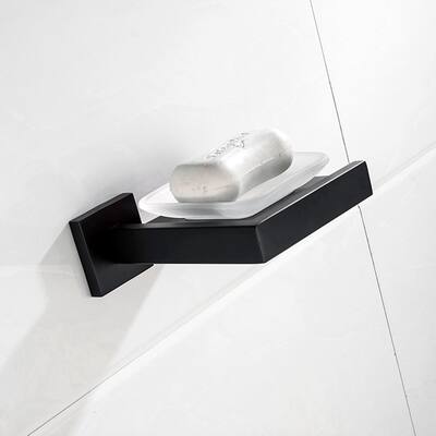 Matte Soap Dish Rust-Proof Square Soap Holder with Removable Dish