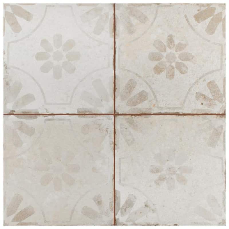 Merola Tile Kings Blume White 17-5/8" x 17-5/8" Ceramic Floor and Wall Tile
