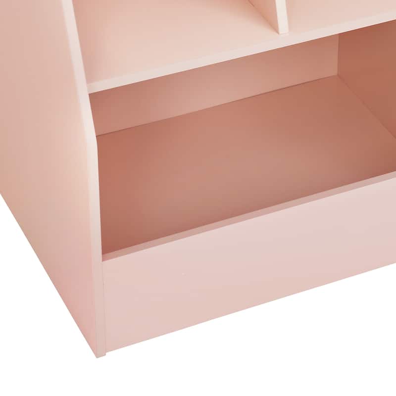 A children's bookcase with a large-capacity trolley and a toy storage device