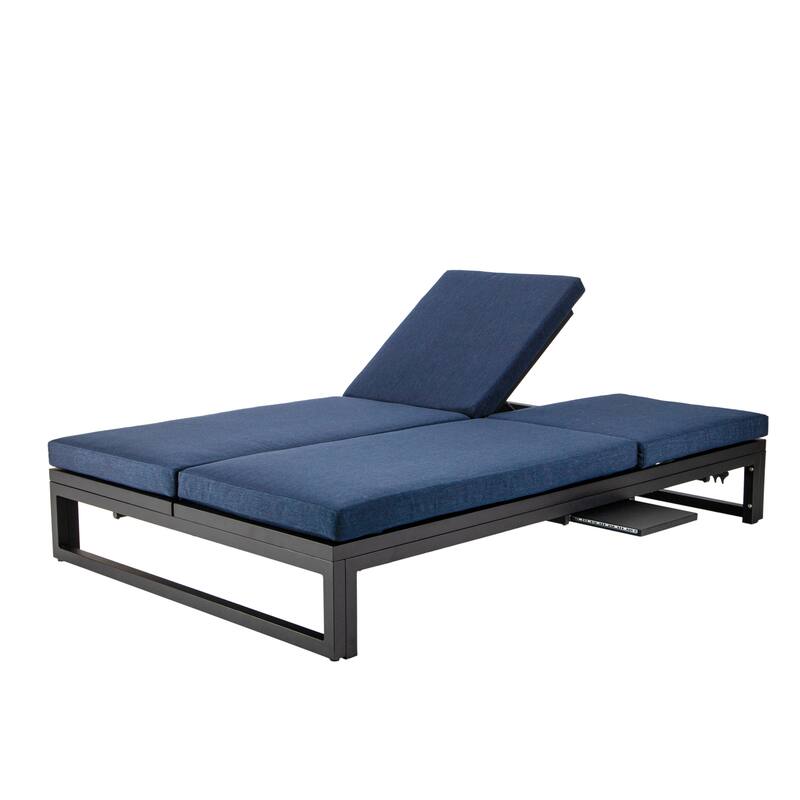 Chelsea Polyester Fabric Outdoor Lounge Chair with Four-Level Adjustable Backrest and Powder-Coated Aluminum Frame