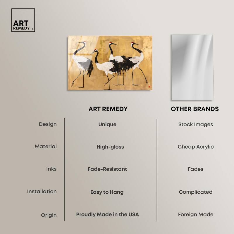 Birds of Gold Acrylic by Art Remedy, Ready to Hang