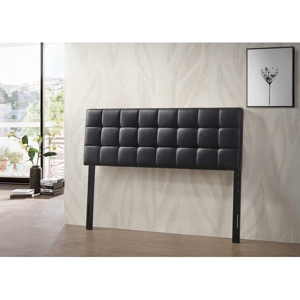 Varya Tufted Faux Leather Upholstered Panel Headboard (Brown/ Black). Opens flyout.