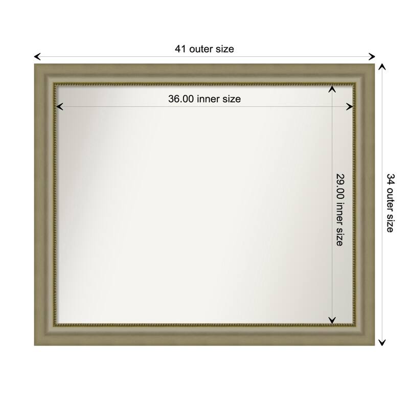 Vegas Silver Framed Non-Beveled Custom Wall Mirror, Bathroom Vanity Mirror - Outer Size: 40.75 x 33.75