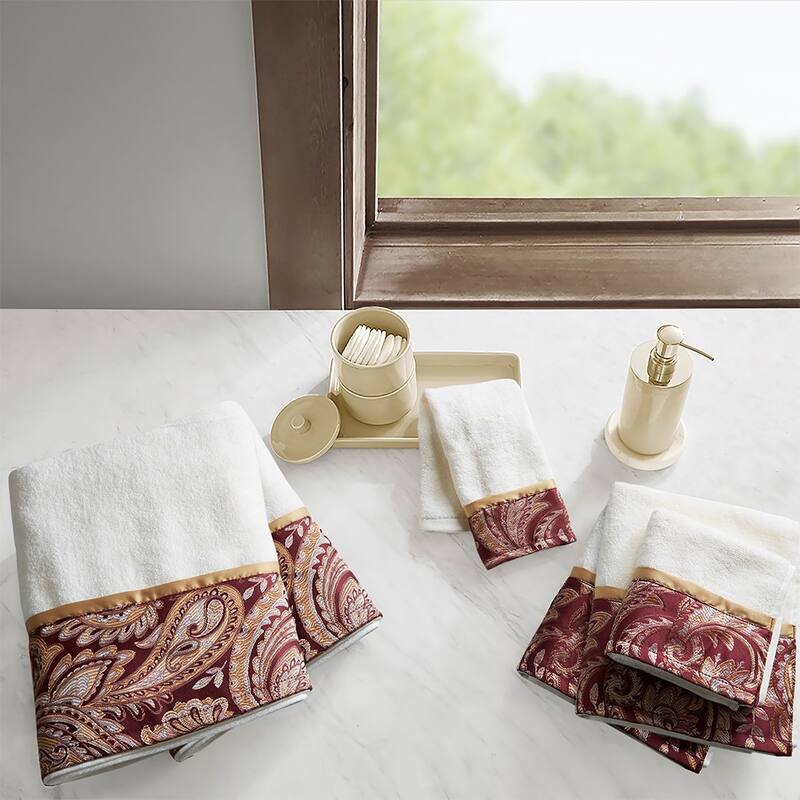 6-Piece Cotton Jacquard Towel Set - N/A