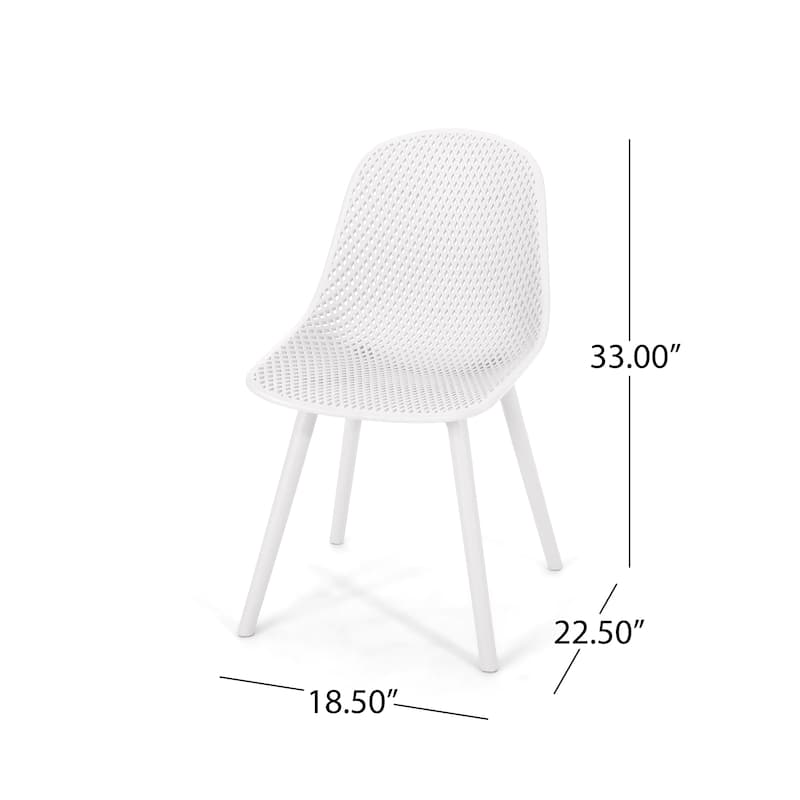 Roomfitters Modern Outdoor Plastic Chairs with Perforated Backrest, Lightweight Patio Seating, Set of 2