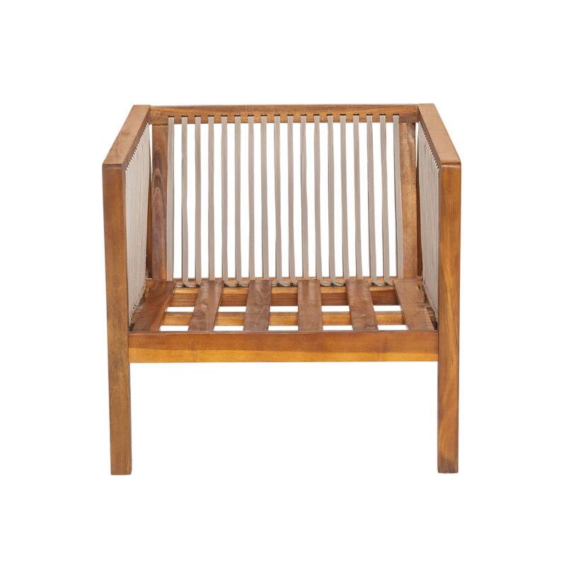 Christopher Knight Home - Outdoor Modern Solid Acacia Wood with Handwoven Rope Sides and Cushions Weather-Resistant