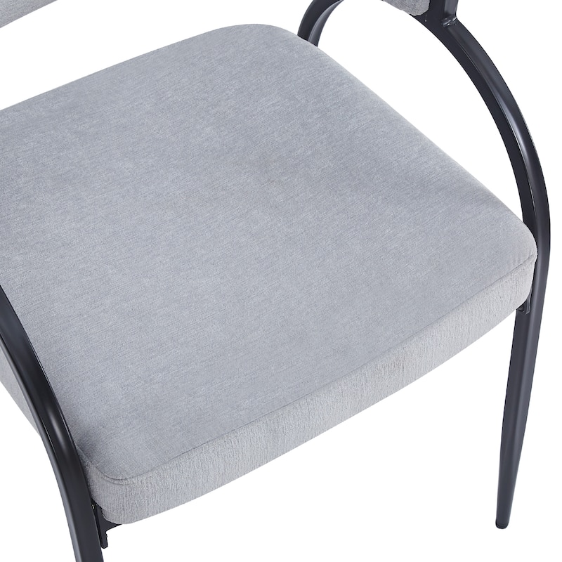 Dining Chairs Set of 2, Ergonomic Kitchen Side Chairs, Upholstered Armchairs with Curved Backrest & Metal Legs
