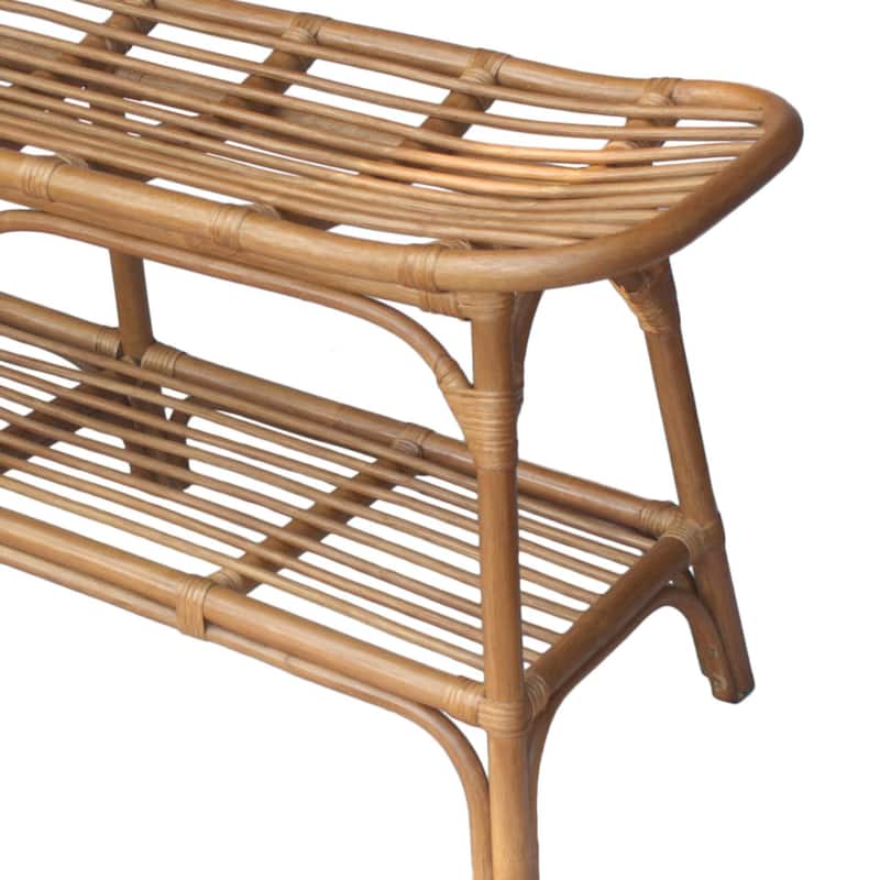 NPD Furniture Damara Rattan Bench with Shelf