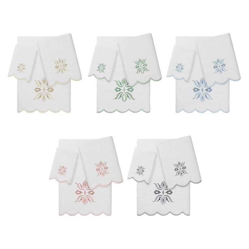 Authentic Hotel and Spa 100% Turkish Cotton FLOWER CREST Scallop Towel Collection