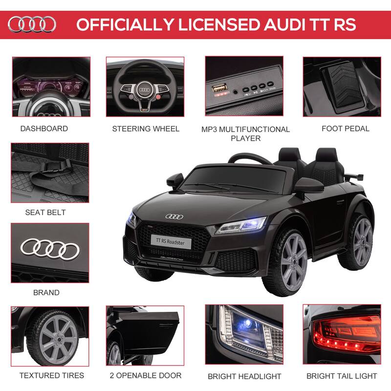 Licensed Audi TT RS 6V Kids Ride On Car with Suspension, Remote Control, Horn, Music & MP3 Player