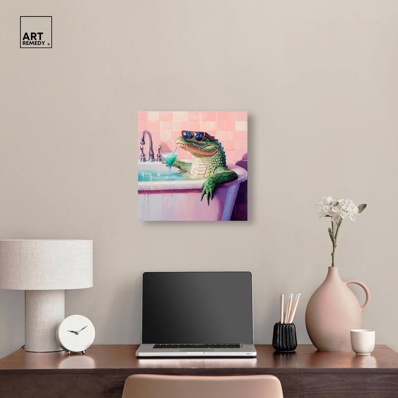 Cocktail Croc II Canvas by Art Remedy, Gallery Wrapped