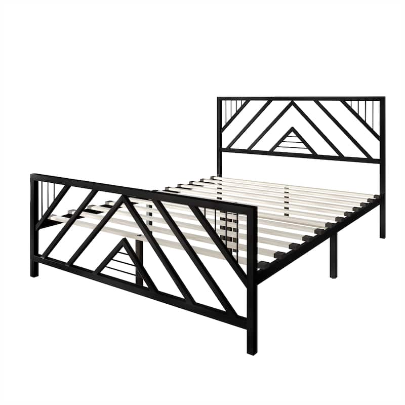 CraftPorch Classic Geometric Slat Metal Platform Bed