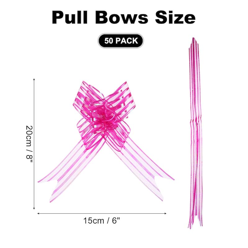 50pcs Pull Bows 5.9 Inch Wide Ribbon Gift Bows for Gift Wrapping - Rose Red