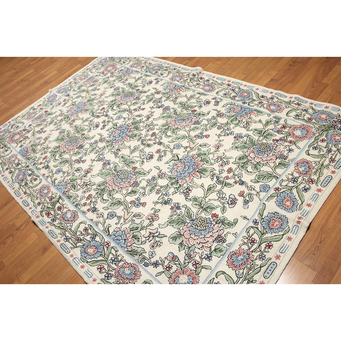 Hand Knotted Beige Blue Pale Pink Green Multi Hand Hooked Wool Traditional Oriental Area Rug 6x9 6 X 9 Overstock 31519821