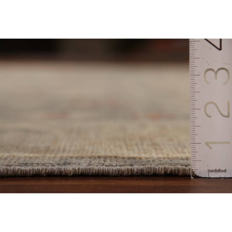 Vegetable Dye Oushak Turkish Area Rug Handmade Grey Wool Carpet - 8'4"x 9'11"